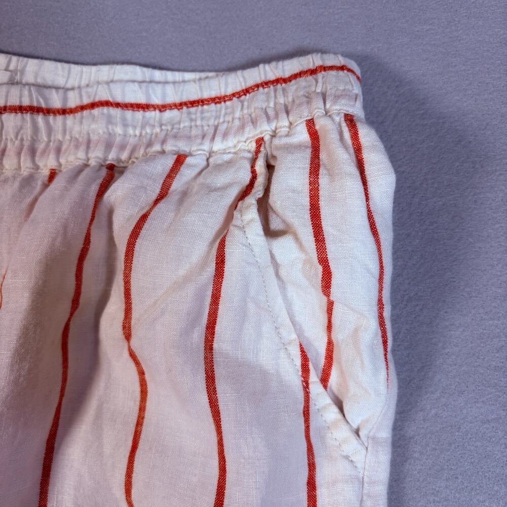 C&C California Pants Womens Large Orange White Striped 100% Linen Beach Good - Picture 3 of 7